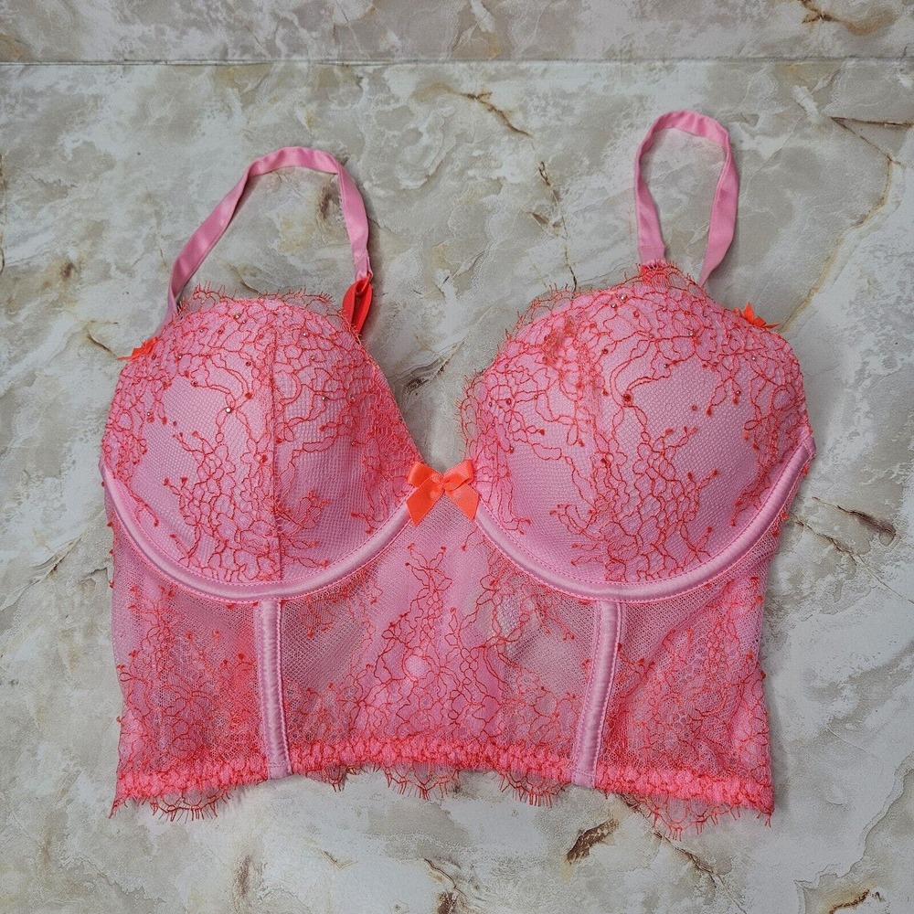 Victoria Secret Very Sexy Demi Corset Bra in Pink Lace 32D